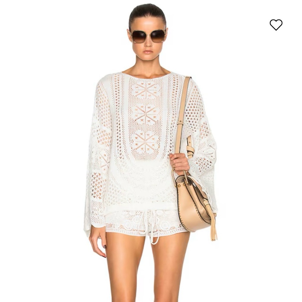CHLOE White Crochet Knit Top Sz. S
Made in Italy, Resort Wear, Designer, Luxury